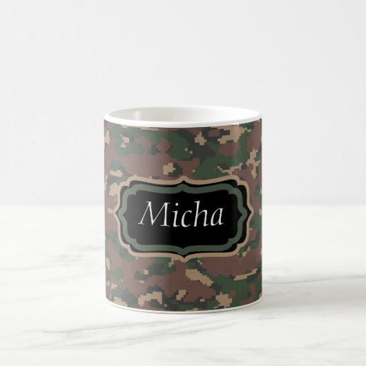 Mug Monogramme Brown vert de coutume de Tan Camo (Centre)