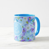 Mug Monogramme Bush Fleur sauvage Romantique bleu (Devant droit)