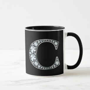 Mug Monogramme C Faux Diamond