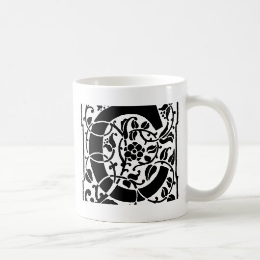 Mug Monogramme C initial. Nom floral Motif Customisé (Droite)