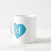 Mug Monogramme cardiaque Turquoise (Devant gauche)