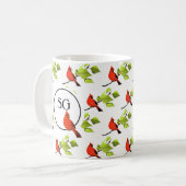 Mug Monogramme Cardinal Songbird sur la branche de l'a (Devant gauche)