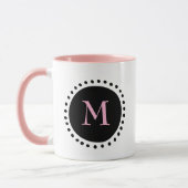Mug Monogramme Cercle Noir rose deux tons (Gauche)
