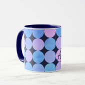 Mug Monogramme Cercles Bleu Violet & Rose (Devant gauche)