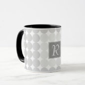 Mug Monogramme Cercles Gris Moderne (Devant gauche)