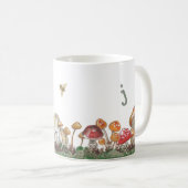 Mug Monogramme Champignons Art Automne Nature Tan Sage (Devant droit)