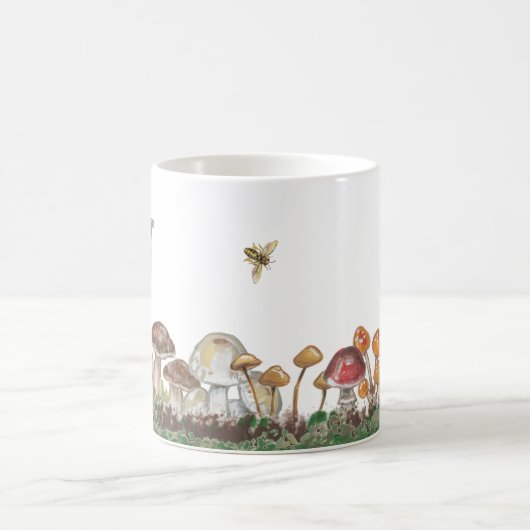 Mug Monogramme Champignons Art Automne Nature Tan Sage (Centre)