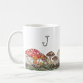 Mug Monogramme Champignons Art Automne Nature Tan Sage (Gauche)