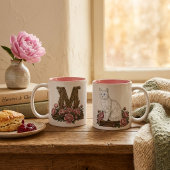 Mug Monogramme Chat Blanc Yeux Bleus