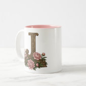 Mug Monogramme Chat Smoking Floral Vintage (Devant gauche)