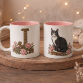 Mug Monogramme Chat Smoking Floral Vintage