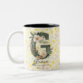 Mug Monogramme Chic Bohème Divin avec Floral de Gr (Gauche)