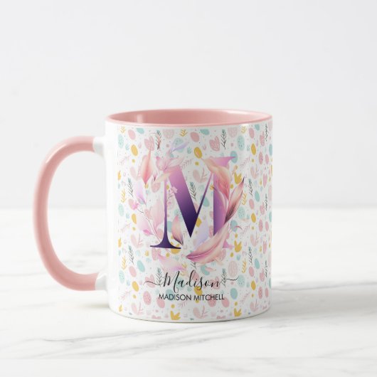 Mug Monogramme Chic Boho Abstrait personnalisé - M (Gauche)