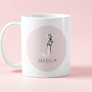 Mug Monogramme Chic Élégant Initial Féminin Girly
