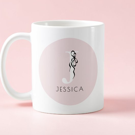 Mug Monogramme Chic Élégant Initial Féminin Girly