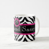 Mug Monogramme chic et impertinent de zèbre et de (Devant droit)