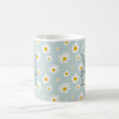 Mug Monogramme Chic Minimal Daisy Écriture Sarcelle (Centre)