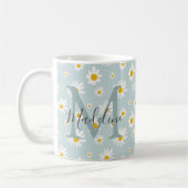 Mug Monogramme Chic Minimal Daisy Écriture Sarcelle (Gauche)