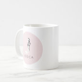 Mug Monogramme Chic Rose Élégant Initiale Fille Femini (Devant gauche)