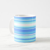 Mug Monogramme ciel bandes bleues (Devant gauche)