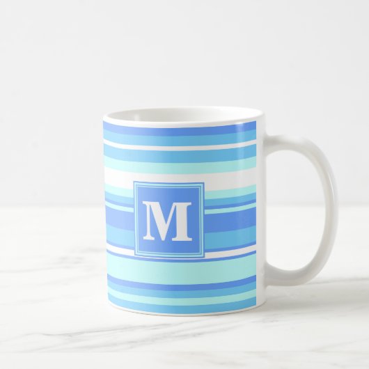 Mug Monogramme ciel bandes bleues (Droite)