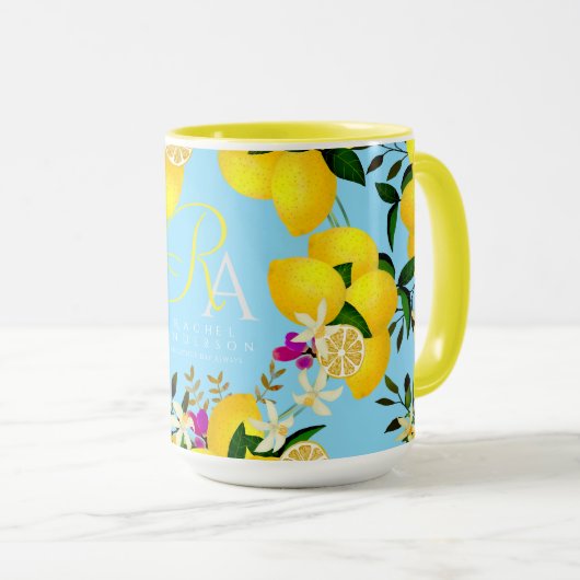 Mug Monogramme citron Brown (Devant droit)