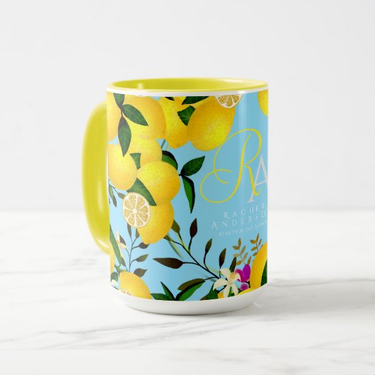 Mug Monogramme citron Brown (Devant gauche)