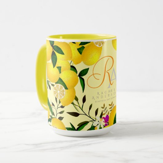 Mug Monogramme citron jaune (Devant gauche)