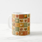 Mug Monogramme Citrouille Patchwork Automne Rustique (Devant gauche)