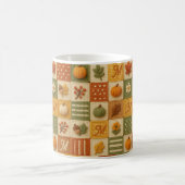 Mug Monogramme Citrouille Patchwork Automne Rustique (Centre)