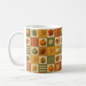 Mug Monogramme Citrouille Patchwork Automne Rustique (Gauche)