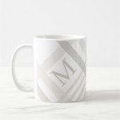 Mug Monogramme Classic Élégant Minimal Blanc Nom Plaid (Gauche)