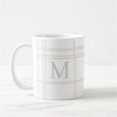 Mug Monogramme Classic Élégant Minimal Blanc Nom Plaid (Gauche)