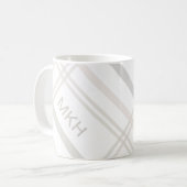 Mug Monogramme Classic Élégant Minimal Blanc Nom Plaid (Devant gauche)