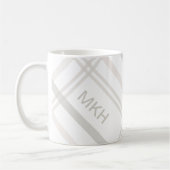 Mug Monogramme Classic Élégant Minimal Blanc Nom Plaid (Gauche)