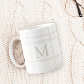 Mug Monogramme Classic Élégant Minimal Blanc Nom Plaid