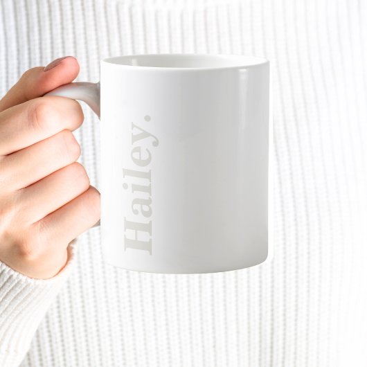 Mug Monogramme Classic Élégant Minimal Ivory Blanc Nom
