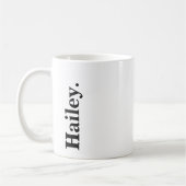 Mug Monogramme Classic Élégant Minimal Noir Blanc Nom (Gauche)