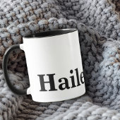 Mug Monogramme Classic Élégant Minimal Noir Blanc Nom