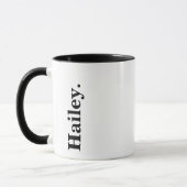 Mug Monogramme Classic Élégant Minimal Noir Blanc Nom (Gauche)