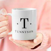 Mug Monogramme Classic Elegant Noir Blanc Nom initial