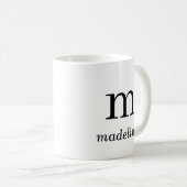 Mug Monogramme Classic Elegant Noir Blanc Nom initial (Devant droit)