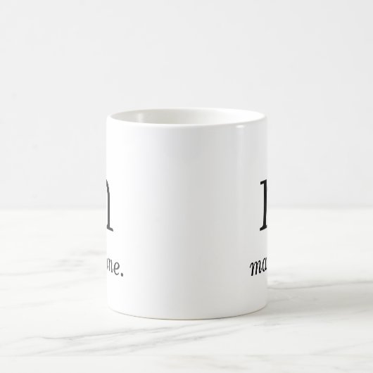 Mug Monogramme Classic Elegant Noir Blanc Nom initial (Centre)