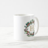 Mug Monogramme classique de vacances de guirlande (Devant droit)