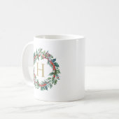 Mug Monogramme classique de vacances de guirlande (Devant gauche)
