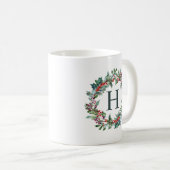 Mug Monogramme classique de vacances de guirlande (Devant droit)