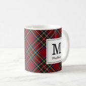 Mug Monogramme classique de vacances Tartan Rouge (Devant droit)