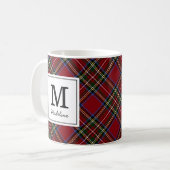 Mug Monogramme classique de vacances Tartan Rouge (Devant gauche)