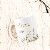 Mug Monogramme classique élégant Fleur sauvage Floral