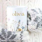 Mug Monogramme classique élégant Fleur sauvage Floral